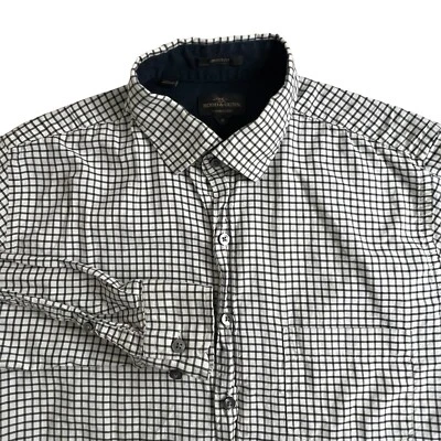 Camisa Rodd & Gunn Para Hombres Mediana Crema Negra Cuadros Calce Deportivo Manga Larga Abotonada Foto 1 de 4