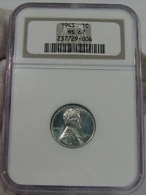 BU Super GEM 1943 Steel Lincoln Wheat Penny NGC MS67. #43 - Image 1 of 4
