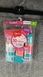 Hane's Girls Sz 6 Full Coverage Tagless 10 Pack Bikini's Multi NWT Trusted Fit - Picture 1 of 10