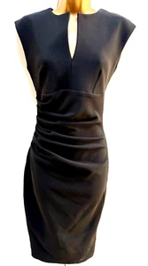 DIVA CATWALK BLACK MIDI DRESS STRETCH LBD FLATTER BODYCON WIGGLE PARTY M10-12 BN - Picture 1 of 8
