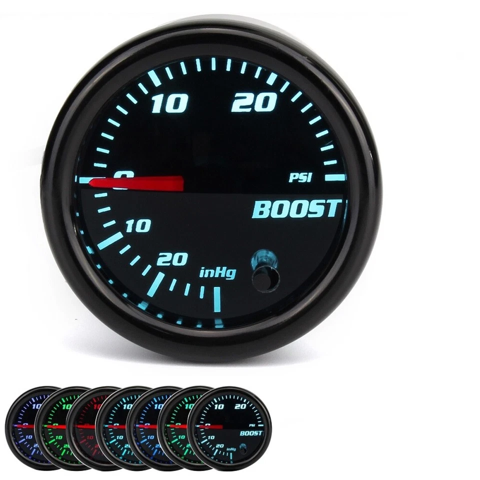 52mm Digital Boost Gauge Tinted 7 Color 0-30 PSI Pressure Turbo Meter 2" - Image 1 of 4