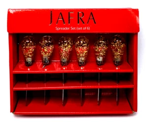 VTG Jafra Lucite & Stainless 6 Spreaders Gold Glitter Clear Handles 4” MCM - Picture 1 of 6