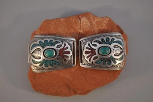 Old Pawn Navajo Sterling Silver and Turquoise, Coral Watch Bands - Picture 1 of 2