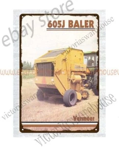 VERMEER 605J 1992 PACAS REDONDAS EMPACADORA EQUIPO AGRÍCOLA METAL HOJALATA LETRERO - Imagen 1 de 4