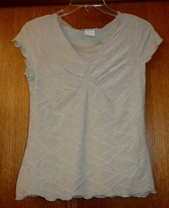 Woman's sz Jr L - Beige TOP - Wrapper - Cap sleeves, unique texture design - WOW - Picture 1 of 3