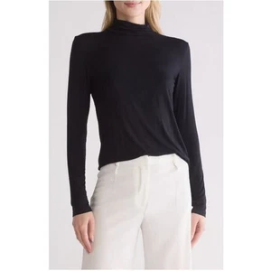 Nordstrom Signature Women's Rayon Blend Raw Edge Turtleneck in Black XL MSRP $99 - Picture 1 of 6