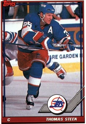 Thomas Steen C Jets Topps Ice Hockey Card No 218 1991 - Image 1 of 2