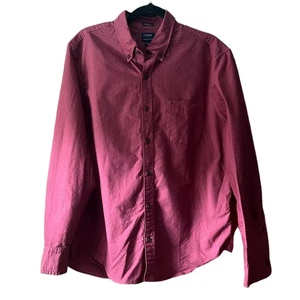 J. Camicia Oxford Crew Factory Uomo Slim Untucked Tinta in Capo Rossa Taglia L - Foto 1 di 9