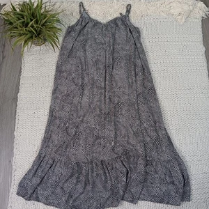 Ava & Viv Damen ärmellos schwarz-weiß fließend Rüschensaum Maxi Sommerkleid, 1X - Bild 1 von 7