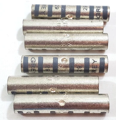 Lot of 6 Thomas & Betts 54806 #4 AWG Copper Crimp Butt Splices Long Barrel - Image 1 of 3