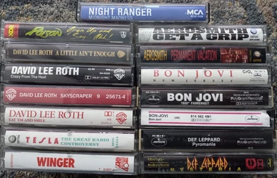 15 hair metal rock 80s CASSETTES vg+ DEF LEPPARD bon jovi TESLA winger AEROSMITH - Image 1 of 2