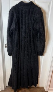 80% Angora SCHWARZ Vintage Pullover Mantel lang Staubtuch gefüttert Strickjacke Modelia Korea - Bild 1 von 12