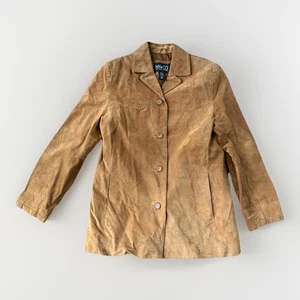 Y2K New York & Company Tan Suede Jacket Size M Womens Lined - Picture 1 of 7