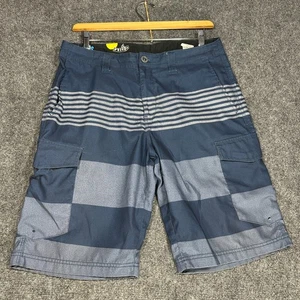 Volcom H2O Cargo Shorts Mens 34 Blue Stripe Zip Fly Pockets - Picture 1 of 9