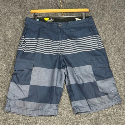 Volcom H2O Cargo Shorts Mens 34 Blue Stripe Zip Fly Pockets - Image 1 of 4