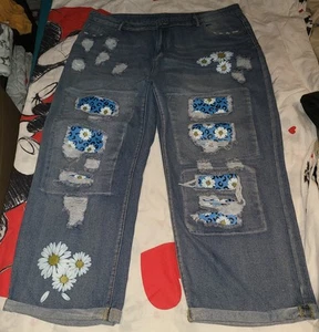 Jeans mit Blumen Gr 48 - Bild 1 von 2