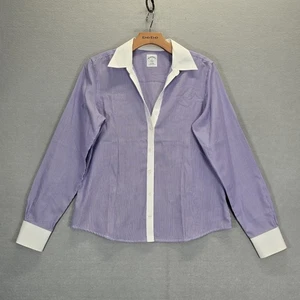 Brooks Brother Purple Pinstripe Tailored Fit Button Shirt  8 - Picture 1 of 12