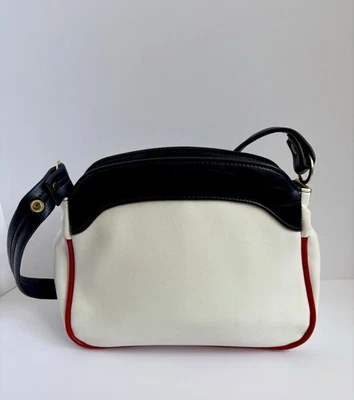 Vintage 60s Red White & Blue Vinyl Shoulder Hand Bag Purse - Image 1 of 4