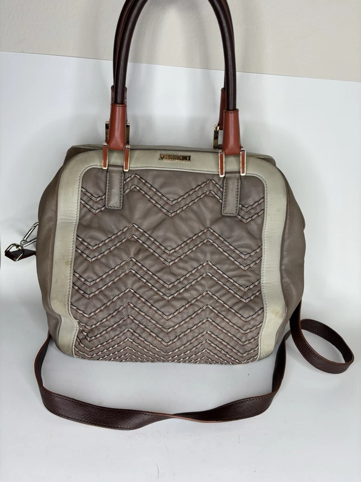 Bolso Bandolera Missoni Cuero Marrón Gris Cartera Foto 1 de 4