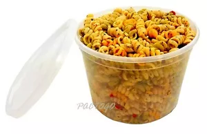 15 set - 64 once Contenitori per zuppe/alimenti in plastica trasparente con coperchi combinati (microonde) - Foto 1 di 11