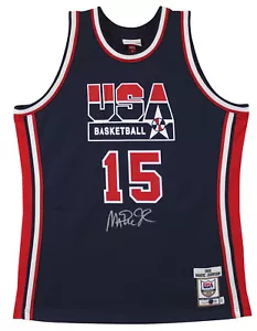 Team USA Magic Johnson Signed Navy M&N 1992 Swingman Jersey BAS Witnessed - Picture 1 of 5