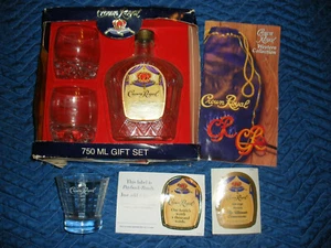 VINTAGE 1994 1995 CROWN ROYAL BRILLEN SET + 15 SEITEN PROSPEKT FLYER LEERFLASCHE - Bild 1 von 12