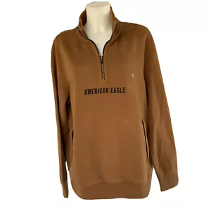 American Eagle Size Large Brown Zip Pullover Sweatshirt Pockets Zipper Jacket - Picture 1 of 12