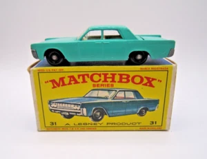 Vintage Matchbox #31C Lincoln Continental in teal. Mint in E-box - Picture 1 of 6