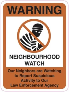 WARNING NEIGHBOURHOOD WATCH vinyl sticker 153 x 203mm - Picture 1 of 1