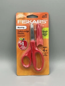 FISKARS Blunt-Tip Kids 5” Scissors Safety Edge Blades with Sheath Eraser • Red - Picture 1 of 11