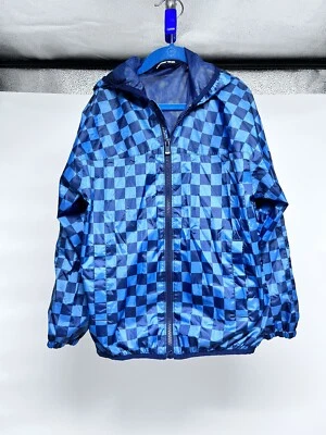 Land's End, Boys Long Sleeve Checkered Zip Windbreaker Jacket, Blue, Size S - Image 1 of 4