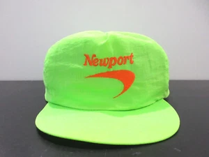 VINTAGE Newport Hat Cap Snap Back Green Orange Cigarette Neon Logo Mens 90s - Picture 1 of 8