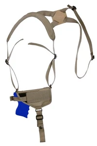 New Barsony Horizontal Desert Sand Shoulder Holster for Compact 9mm 40 45 - Picture 1 of 4