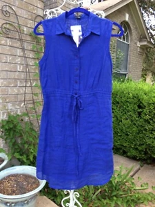 THEORY NWT $285 "MISTINA" BRIGHT VELVET SLEEVELESS LINEN DRESS Sz 4 - Picture 1 of 6