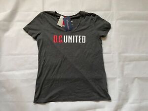 Fanatics Women's Small DC United MLS Short Sleeve V-Neck T-Shirt Dark Grey