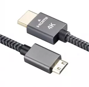 Mini HDMI to HDMI Audio Video Braided Cable Male to Male - 2m - Picture 1 of 9