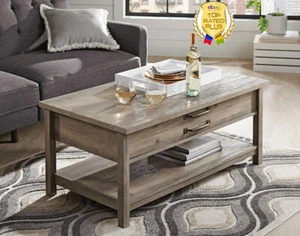 Lift Top Wood Coffee Table Modern Farmhouse Rectangle Living Room Hidden Storage - Picture 1 of 13