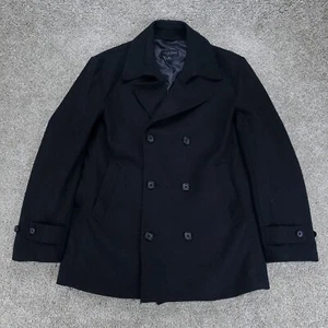 Pronto Uomo Mens Wool Peacoat Double Breasted Black XL - Picture 1 of 13