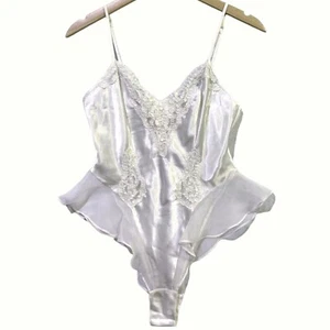 VTG 90s Victoria's Secret Womens Lace Satin Teddy Size S White Bridal Sequins - Picture 1 of 6