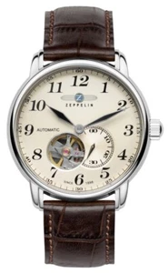 Zeppelin Herrenuhr LZ 127 Automatik   76665 mit offenem Herz und Lederarmband - Bild 1 von 5