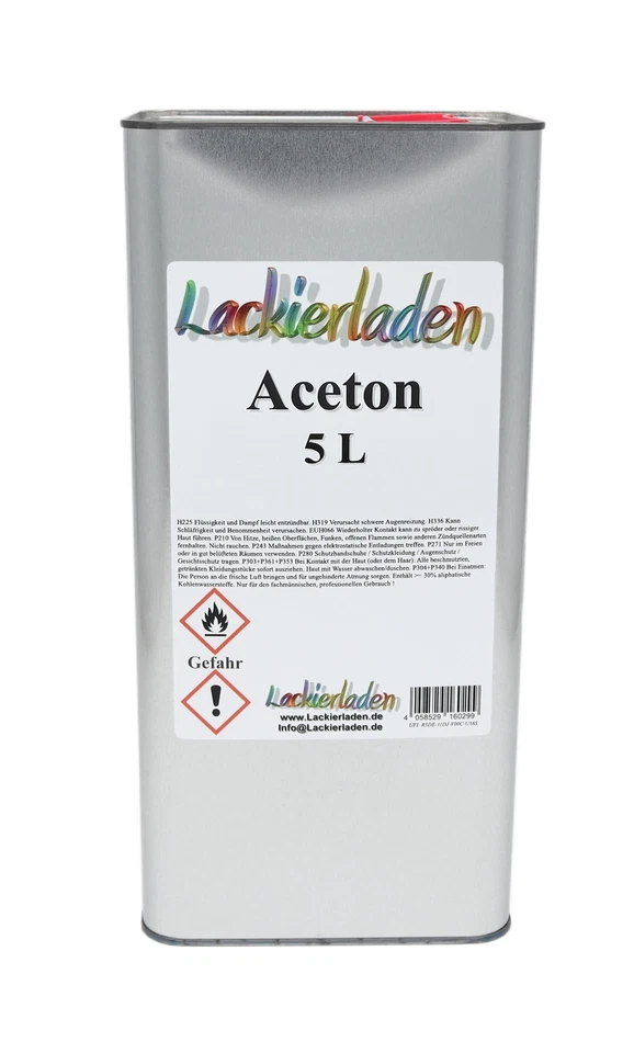 LACKIERLADEN ACETONA 5 litros 99,5% puro diluyente desengrasante disolvente 5L acetona