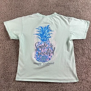 Simply Southern Shirt Girls Large Green Blue Pineapple Simple Is Beautiful Kids - Picture 1 of 11