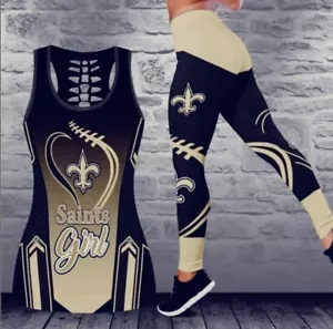 New Orleans Saints Damen schwarzes Tanktop & Leggings Set - Bild 1 von 1