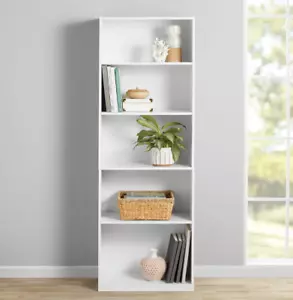 5-Shelf Bookcase with Adjustable Shelves, White - Picture 1 of 6