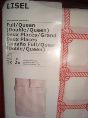 IKEA LISEL Full Queen NAUTICAL Duvet Cover 3pc Bed set Red White Ropes NEW NIP - Image 1 of 4