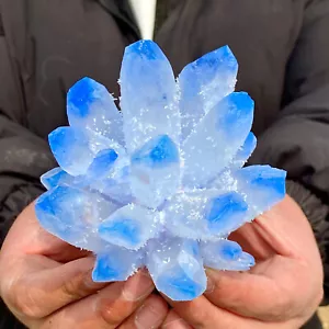 1,7 lb d'échantillons minéraux grappe de cristal de quartz fantôme bleu nouvellement découvert - Photo 1/12