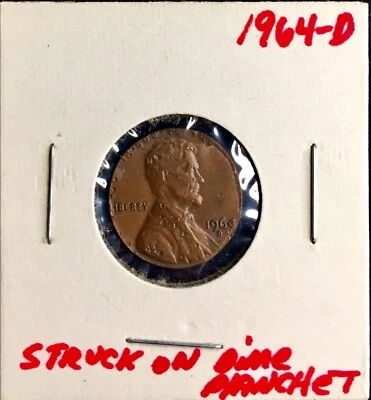 1964 D Lincoln Cent Size Of A Roosevelt Dime.  - Image 1 of 4