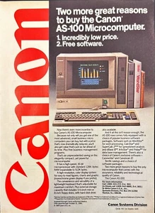 Canon AS-100 Microcomputer Vintage Print Ad 1984 - Picture 1 of 6