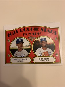 Brady Singer Nick Heath 2021 Topps Heritage Rookie Stars Card #129 Royals RC SP