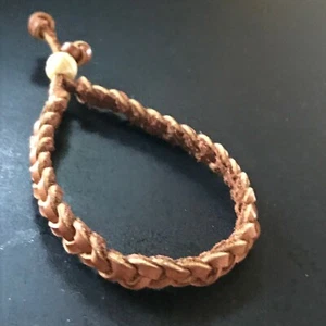 Bracciale hippie boho Estate in pelle color castagno intrecciato - 2,5 pollici di diametro - Foto 1 di 8